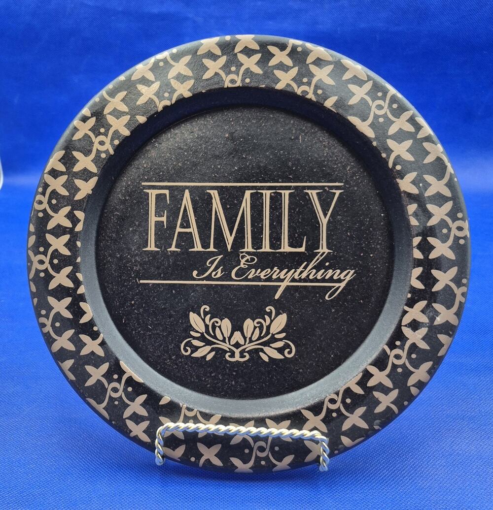 FAMILY Is Everything Black Gold Decorative Plate 9.5" Diameter
